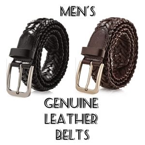 2 men's genuine leather belts